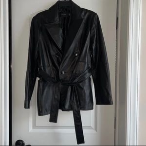 Tahari women’s leatehr jacket black worn once